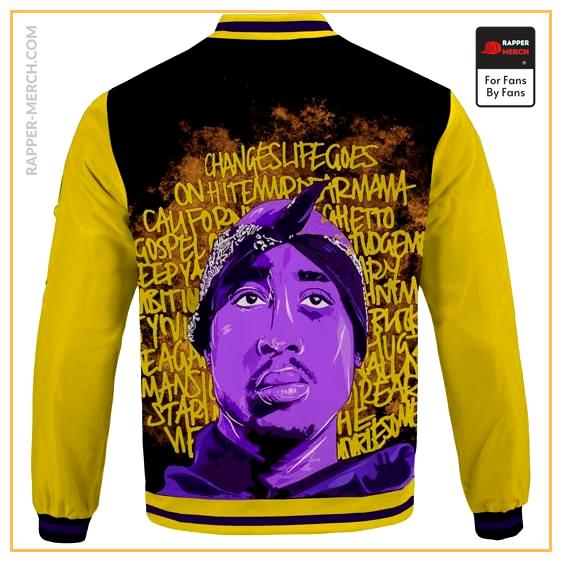 Rap Legend 2Pac Shakur Face with Song Lyrics Varsity Jacket RM0310