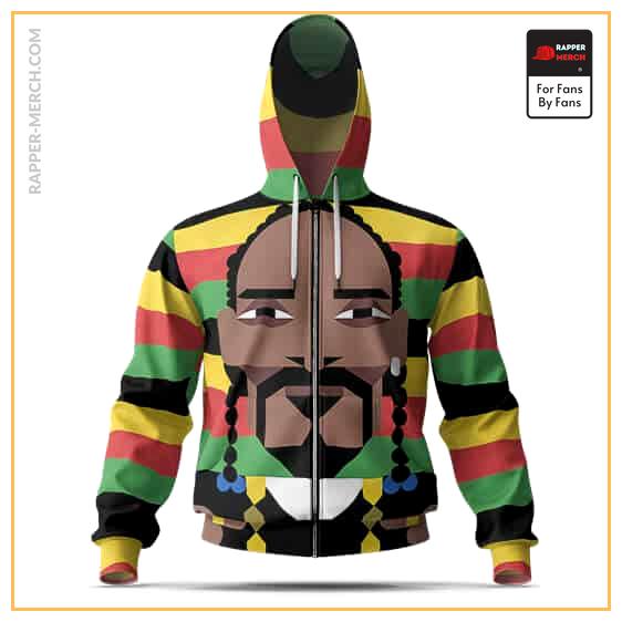 Rastafarian Color Snoop Dogg Geometric Portrait Zip Hoodie RM0310