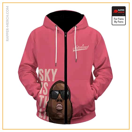 Sky Is The Limit Notorious Logo Biggie Pink Zip-Up Hoodie RP0310