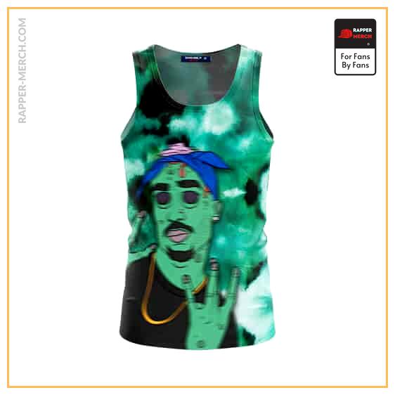 Dope 2Pac Zombie Art Green Tie Dye Tank Top RM0310