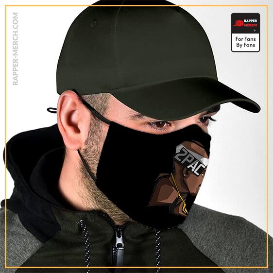 Thug Life 2Pac Shakur Flat Design Black Filtered Face Mask RM0310