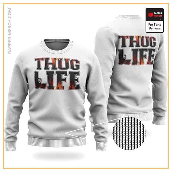 Thug Life Pistol Gun Fiery Artwork Dope Tupac Wool Sweater RM0310