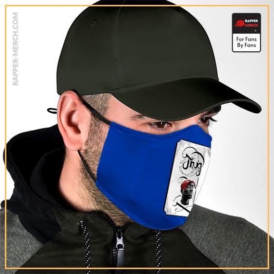 Thug Life Rapper 2Pac Makaveli Card Blue Cloth Face Mask RM0310