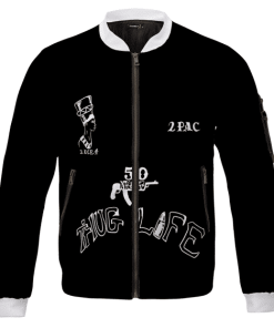 Thug Life Tupac Makaveli Body Tattoos Black Bomber Jacket RM0310