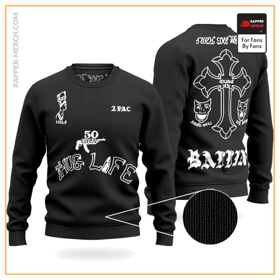 Thug Life Tupac Makaveli Body Tattoos Black Wool Sweater RM0310