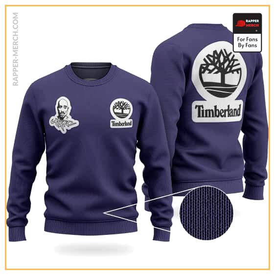 Timberland And Tupac Head Logo Awesome Blue Wool Sweater RM0310