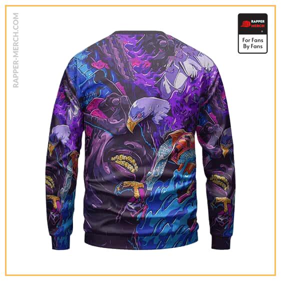 Travis Scott Gold Grillz & Eagles Trippy Art Sweatshirt RM0410