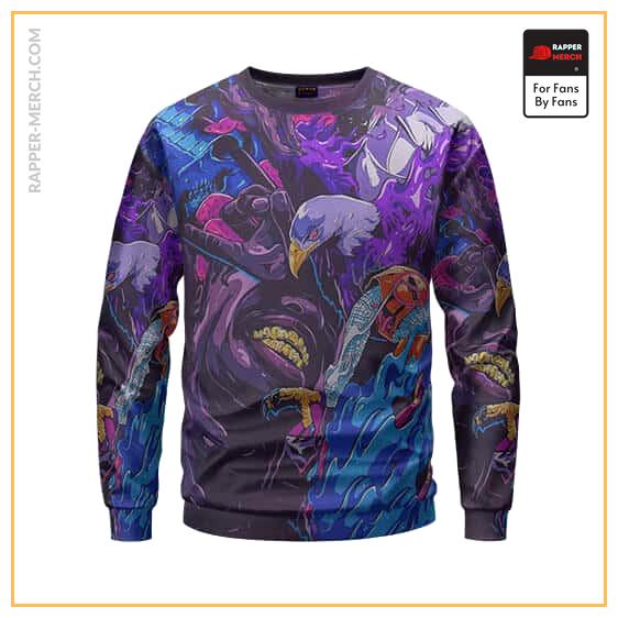 Travis Scott Gold Grillz & Eagles Trippy Art Sweatshirt RM0410