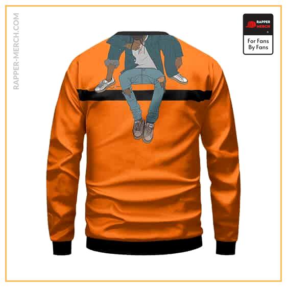 Travis Scott Over The Edge Cartoon Art Orange Sweatshirt RM0410