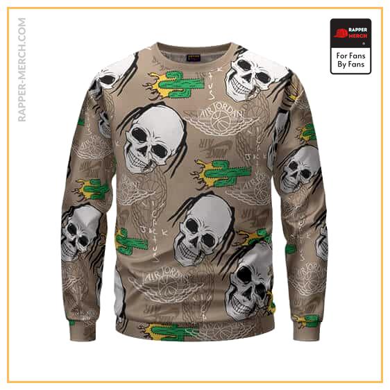 Travis Scott Skull Cactus Jack Air Jordan Pattern Sweatshirt RM0410