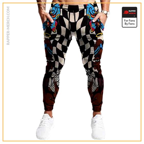 Trippy Abstract Tupac Shakur Checkerboard Pattern Joggers RM0310