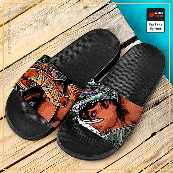 Tupac Amaru Shakur Thug Life Art Awesome Slide Sandals RM0310