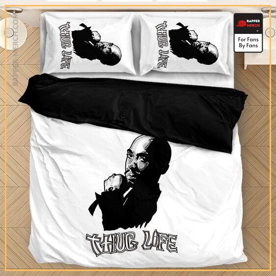 Tupac Amaru Shakur Thug Life Minimalist White Bedding Set RM0310