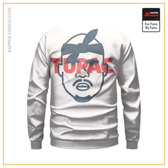 Tupac Head With Bandana Art Cool White Sweatshirt RM0310