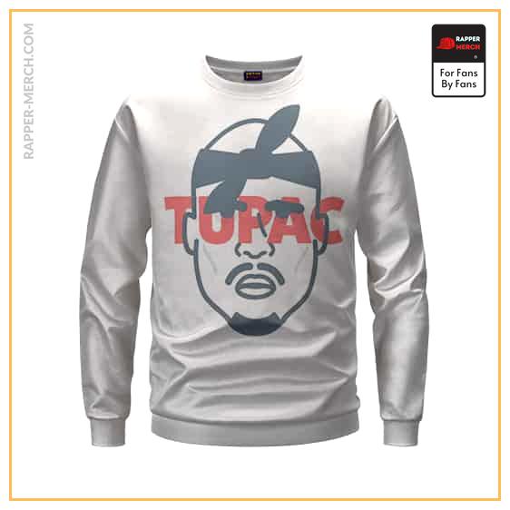 Tupac Head With Bandana Art Cool White Sweatshirt RM0310