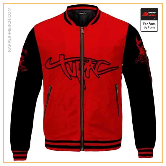 Tupac Makaveli Face And Name Logo Red Varsity Jacket RM0310