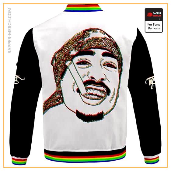 Tupac Makaveli Smoking Gangsta Trippy Effect Varsity Jacket RM0310