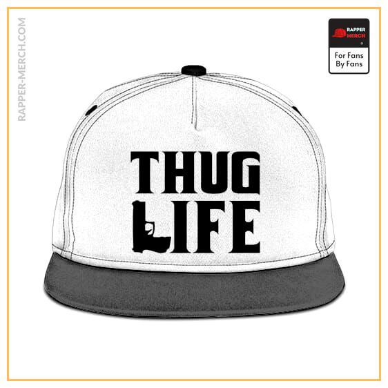 Tupac Makaveli Thug Life Gun Logo White Snapback Cap RM0310