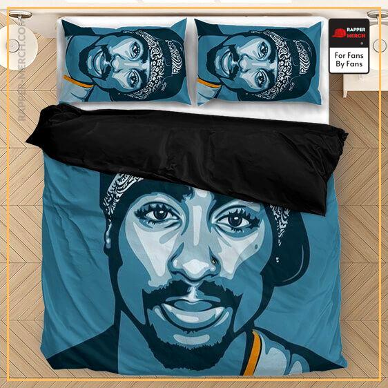 Tupac Makaveli Wearing Bandana And Cap Blue Dope Bedding Set RM0310