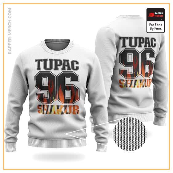 Tupac Shakur 96 Flame Typography Art Stylish Wool Sweater RM0310
