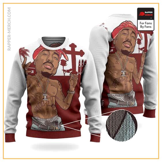Tupac Shakur Caricature West Coast City Wool Sweatshirt RM0310