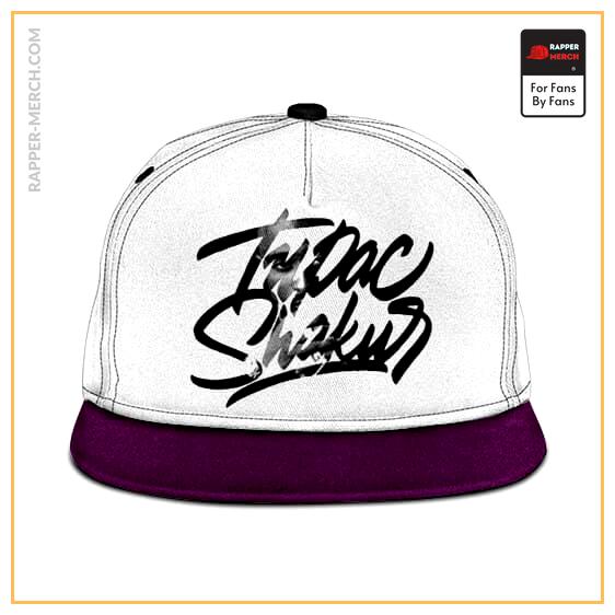 Tupac Shakur Typography Silhouette White Snapback Hat RM0310