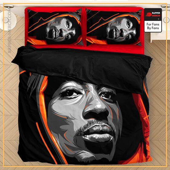 Tupac Shakur Wearing Hoodie Epic Red Orange Bedding Set RM0310
