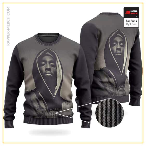 Tupac With Hoodie West Coast Rap Icon Wool Sweatshirt RM0310