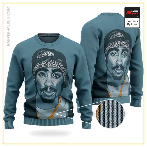 Unique Tupac Shakur Bandana Art Blue Wool Sweatshirt RM0310