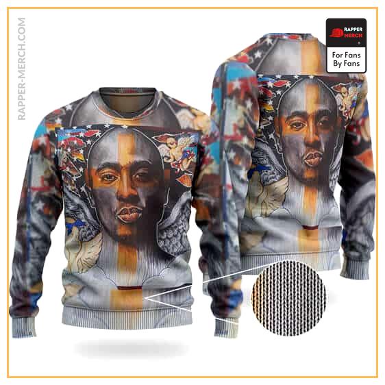 Unique Tupac Shakur Tribute Artwork Design Wool Sweater RM0310
