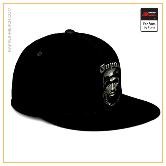 West Coast Rap Icon Tupac Head Logo Black Snapback Cap RM0310