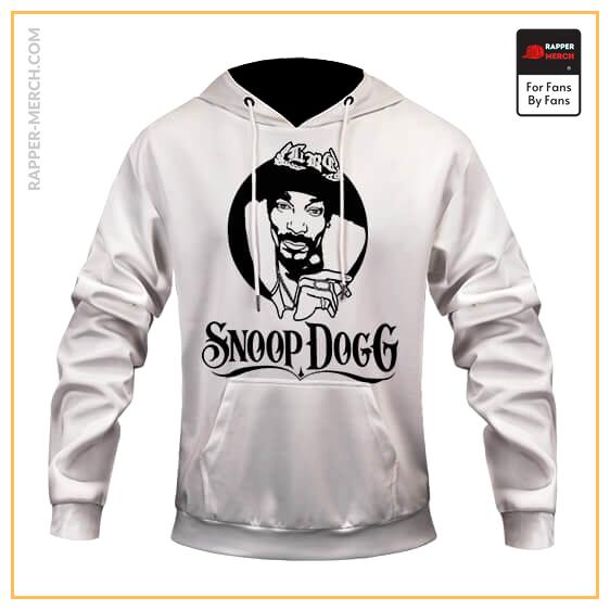 West-Coast Rapper Snoop Dogg Head Cutout Art White Hoodie RM0310