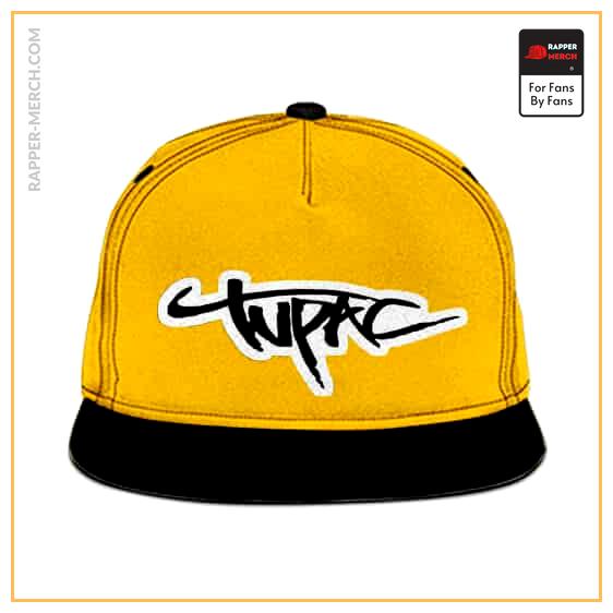 West Coast Rapper Tupac Name Logo Yellow Snapback Hat RM0310
