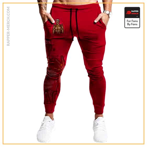 West Side Gangsta 2Pac Double Hand Sign Red Jogger Pants RM0310