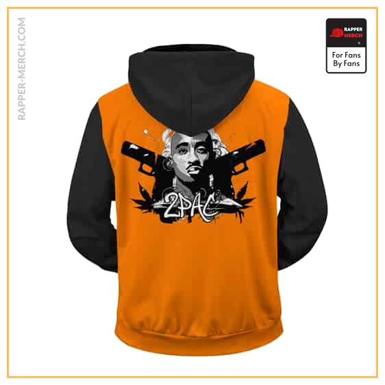 Gangsta 2Pac Shakur Guns & Weed Orange Zip Up Hoodie RM0310