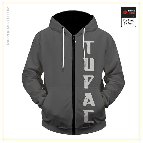 Cool 2Pac Shakur Minimalistic Design Gray Zip Up Hoodie RM0310
