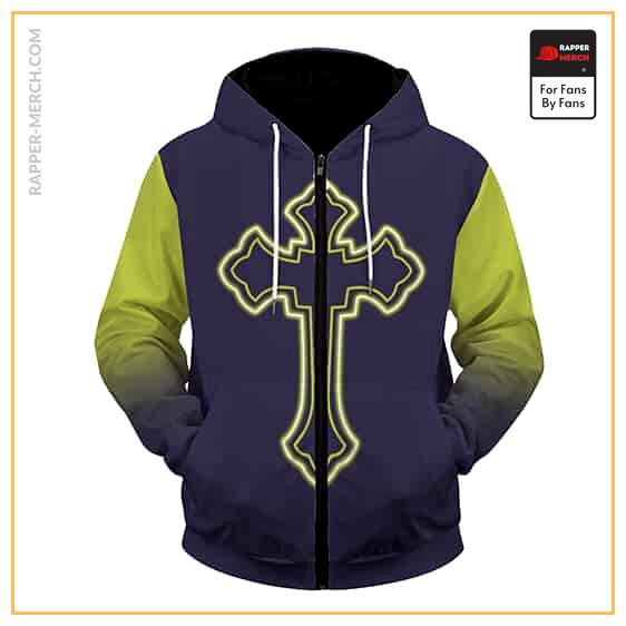 Tupac Shakur Iconic Cross Logo Vibrant Zip Up Hoodie RM0310