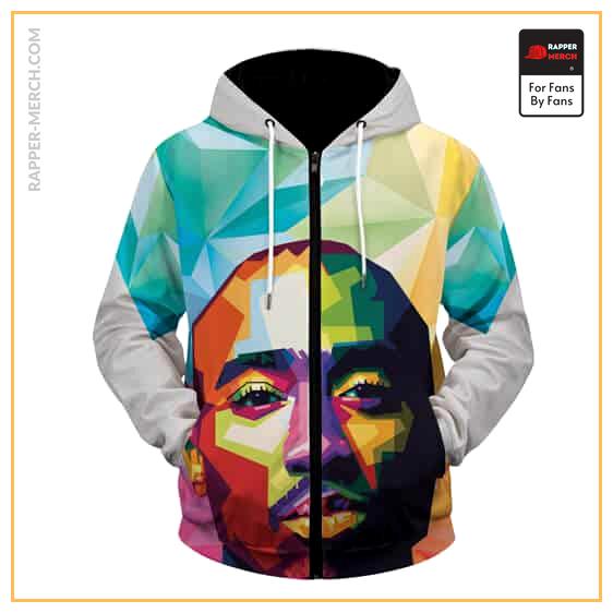 Tupac Shakur Geometric Art Vibrant Colors Zip Up Hoodie RM0310