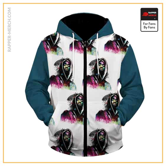 Tupac Shakur Colorful Artwork Pattern Zip Up Hoodie RM0310