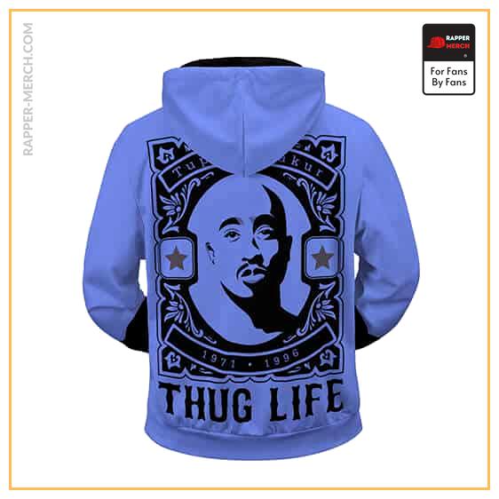 Tupac Makaveli Thug Life Portrait Blue Zip Up Hoodie RM0310
