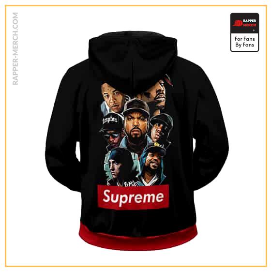 Supreme Greatest West Coast Rappers Black Zip Up Hoodie RM0310