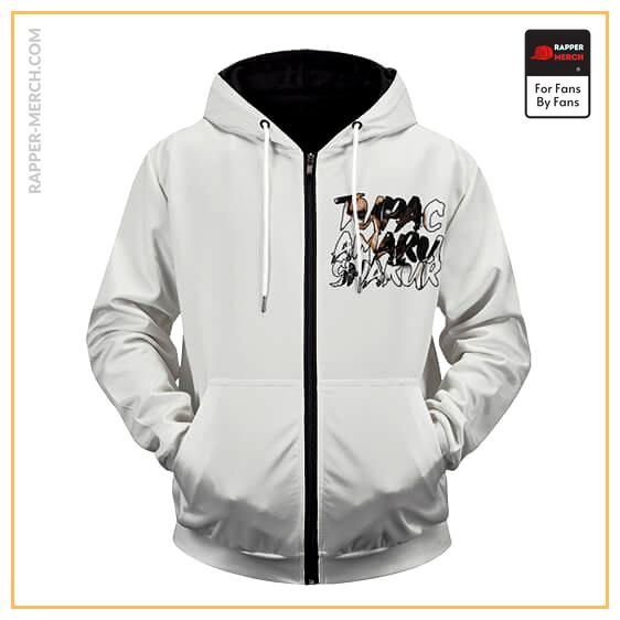 Minimalistic Tupac Shakur Artwork Off White Zip Up Hoodie RM0310