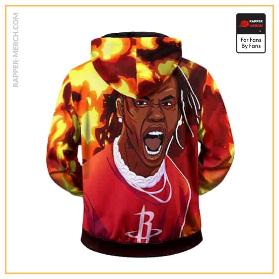 Dope Rapper Travis Scott On Fire Zipped Up Hoodie RM0410